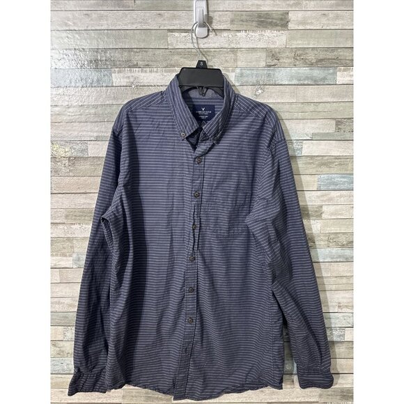 Men’s American Eagle Button Down Dress Shirt Classic Fit Blue Size Medium - Picture 3 of 9